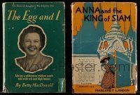 6m165 LOT OF 2 HARDCOVER BOOKS '40s The Egg and I, Anna and the King of Siam!