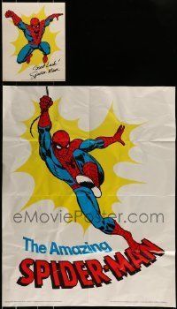 6m001 LOT OF 2 UNFOLDED AND FOLDED SPIDER-MAN CHEWABLE VITAMIN PROMOTIONAL ITEMS '75 cool & rare!