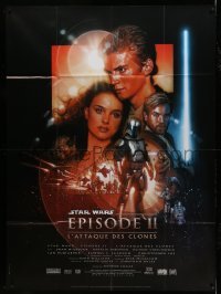 6p568 ATTACK OF THE CLONES French 1p '02 Star Wars Episode II, great montage art by Drew Struzan!