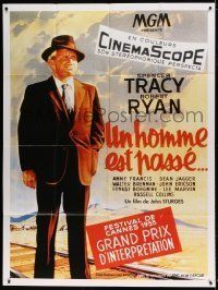 6p572 BAD DAY AT BLACK ROCK French 1p R80s full-length art of Spencer Tracy on train tracks!