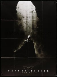 6p575 BATMAN BEGINS teaser French 1p '05 great image of the Caped Crusader in the batcave!