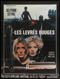 6p646 DAUGHTERS OF DARKNESS French 1p '71 great image of sexy vampires & bloody straight razor!