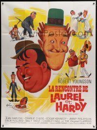 6p712 FURTHER PERILS OF LAUREL & HARDY French 1p '67 different art of Stan & Ollie by Grinsson!