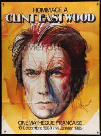 6p741 HOMMAGE A CLINT EASTWOOD French 1p '84 wonderful headshot artwork of the man himself!