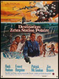 6p746 ICE STATION ZEBRA Cinerama French 1p '69 A.O. art of Rock Hudson, Jim Brown, Borgnine & cast!