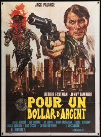 6p774 KNELL, THE BLOODY AVENGER French 1p '77 Avelli art of Jack Palance pointing pistol over city!