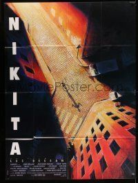 6p780 LA FEMME NIKITA French 1p '90 Luc Besson, cool overhead art of Anne Parillaud in alley!