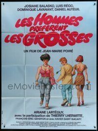 6p796 LES HOMMES PREFERENT LES GROSSES French 1p '81 Sole art of man staring at larger woman!