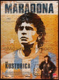 6p819 MARADONA BY KUSTURICA French 1p '08 cool artwork of Diego Armando Maradona in brick wall!