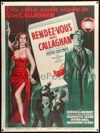 6p826 MEET MR. CALLAGHAN French 1p '54 Derrick De Marney in the title role, cool different art!