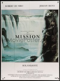 6p836 MISSION French 1p '86 Robert De Niro, Jeremy Irons, cool waterfall artwork!
