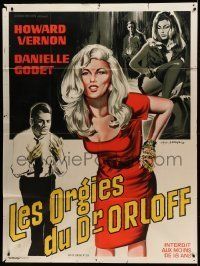 6p863 ONLY A COFFIN French 1p '67 great artwork of sexy bad blonde Danielle Godet!