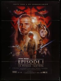 6p874 PHANTOM MENACE style B French 1p '99 George Lucas, Star Wars Episode I, art by Drew Struzan!