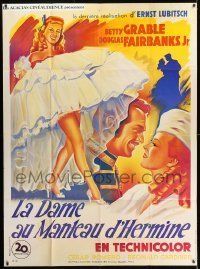 6p947 THAT LADY IN ERMINE French 1p R90s Grinsson art of sexy Betty Grable & Douglas Fairbanks Jr.!