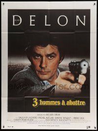 6p949 THREE MEN TO DESTROY French 1p '80 cool super close image of Alain Delon pointing gun!