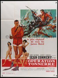 6p951 THUNDERBALL French 1p R80s art of Sean Connery as James Bond 007 by McGinnis and McCarthy!