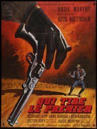 6p952 TIME FOR DYING French 1p '70 great Jean Mascii art of cowboy getting shot in a gun duel!