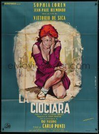 6p963 TWO WOMEN French 1p '61 De Sica's La Ciociara, different Georges Allard art of Sophia Loren!