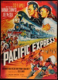 6p966 UNION PACIFIC French 1p R60s Cecil B. DeMille, different Pacific Express train art!