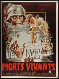 6p998 ZOMBIE LAKE French 1p '81 Le Lac Des Morts Vivants, great art of Nazi undead & naked girl!