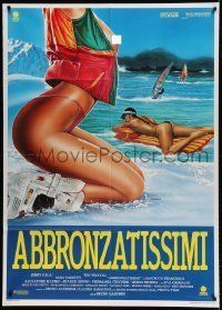 6p081 ABBRONZATISSIMI Italian 1p '91 Spataro art of sexy near-naked women at the beach!