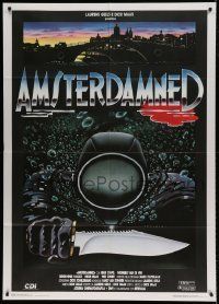 6p088 AMSTERDAMNED Italian 1p '88 Dutch underwater killer, different horror artwork by Cecchini!