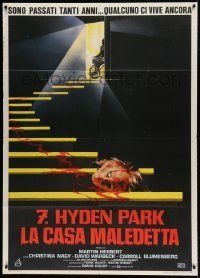 6p146 FORMULA FOR A MURDER Italian 1p '85 wild artwork of bloody head rolling down stairs!