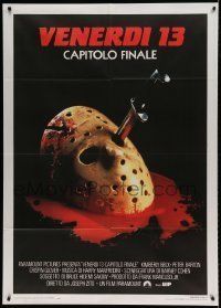 6p148 FRIDAY THE 13th - THE FINAL CHAPTER Italian 1p '84 Part IV, bloody hockey mask with knife!