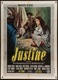6p179 JUSTINE Italian 1p '69 directed by Jess Franco, different art by Renato Casaro!