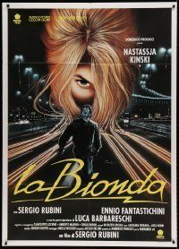 6p184 LA BIONDA Italian 1p '93 cool Cecchini art of sexy Nastassja Kinski over scared man on road!