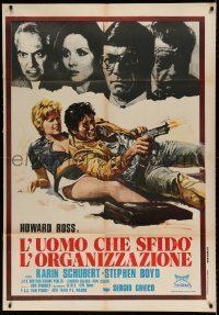 6p220 ONE MAN AGAINST THE ORGANIZATION Italian 1p '75 art of guy with gun protecting sexy blonde!