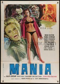 6p199 MANIA Italian 1p '73 Brad Euston, Ivana Giordon, giallo horror, cool art montage!