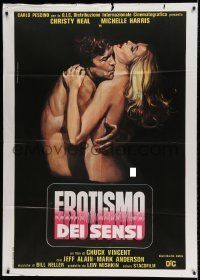 6p203 MATTER OF LOVE Italian 1p '79 great Ferrari art of sexy naked lovers in passionate embrace!