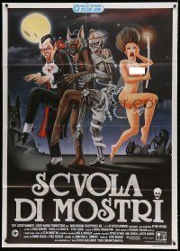 6p210 MONSTER SQUAD Italian 1p '88 different Cecchini art of Dracula, Mummy, Werewolf & naked girl!