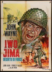 6p245 SANDS OF IWO JIMA Italian 1p R60s great Franco art of World War II Marine John Wayne!