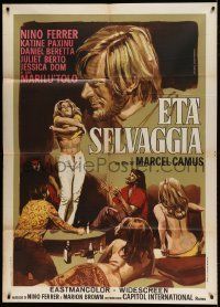 6p247 SAVAGE SUMMER Italian 1p '71 Marcel Camus, Piovano art of sexy hippie girl stripping!