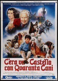 6p264 THERE WAS A CASTLE WITH 40 DOGS Italian 1p '90 Sciotti art of Peter Ustinov & boy with dogs!