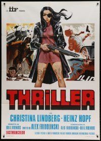 6p265 THEY CALL HER ONE EYE Italian 1p '74 cult classic, best art of Christina Lindberg, Thriller!