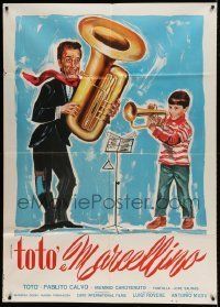 6p272 TOTO & MARCELLINO Italian 1p '58 art of Toto playing baritone & Pablito Calvo with trumpet!