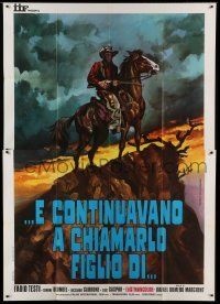 6p007 AVENGER, ZORRO Italian 2p R72 cool Piovano spaghetti western art of Fabio Testi on horse!
