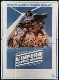 6p021 EMPIRE STRIKES BACK Italian 2p '80 George Lucas sci-fi classic, cool artwork by Tom Jung!