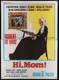 6p030 HI MOM! Italian 2p '78 early Robert De Niro, Brian De Palma, Morini art of old lady w/ gun!