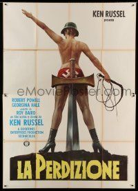 6p044 MAHLER Italian 2p '74 Ken Russell, art of near-naked woman with whip & swastika underwear!