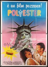 6p056 POLYESTER Italian 2p '82 John Waters, filmed in Odorama, different Statue of Liberty art!