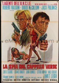 6p066 SPY IN THE GREEN HAT Italian 2p '67 Stefano art of Robert Vaughn & McCallum, Man from UNCLE!