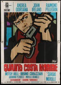 6p069 TASTE OF DEATH Italian 2p '68 Sergio Merolle, cool spaghetti western artwork by Symeoni!