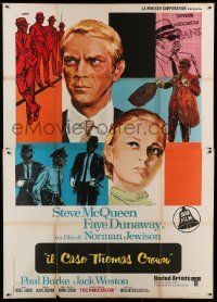 6p070 THOMAS CROWN AFFAIR Italian 2p '68 different Avelli art of Steve McQueen & Faye Dunaway!