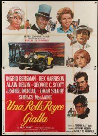 6p077 YELLOW ROLLS-ROYCE Italian 2p '65 Ingrid Bergman, Alain Delon, Terpning art of car & stars!