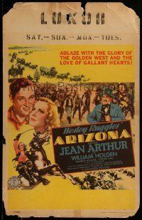 6p296 ARIZONA WC '40 art of pretty Jean Arthur & William Holden in the Golden West!