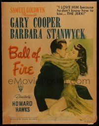 6p299 BALL OF FIRE WC '41 great image of dapper Gary Cooper & sexy Barbara Stanwyck!